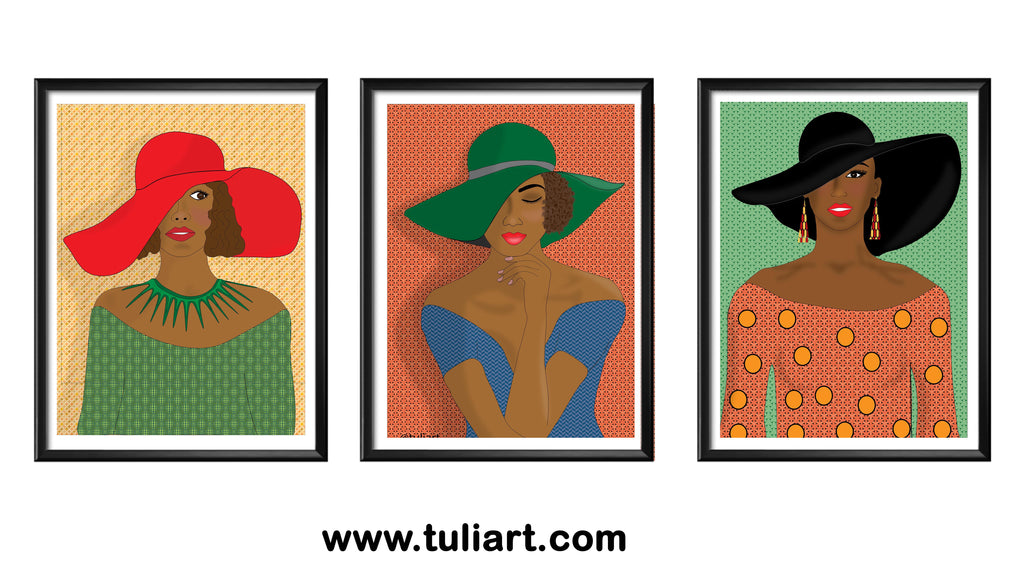Set of three Hat Ladies