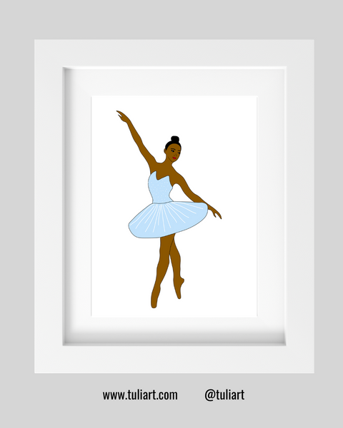 Ballerina Art Digital  Illustration- Simone Blue