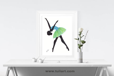 Black Ballerina Art Illustration - Alma