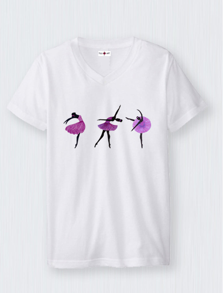T-Shirt-  Pink/Purple Ballerinas Short Sleeve